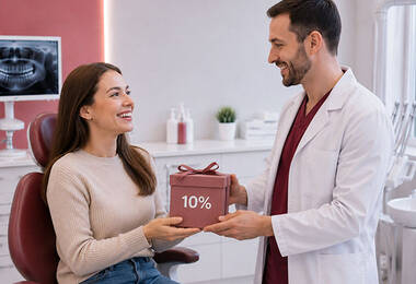 Подарок именинникам 10% на лечение зубов